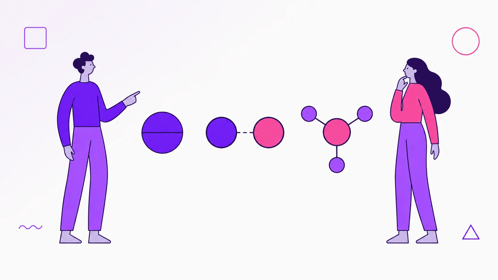Two partners comparing three household money setups: joint, separate, and hybrid.