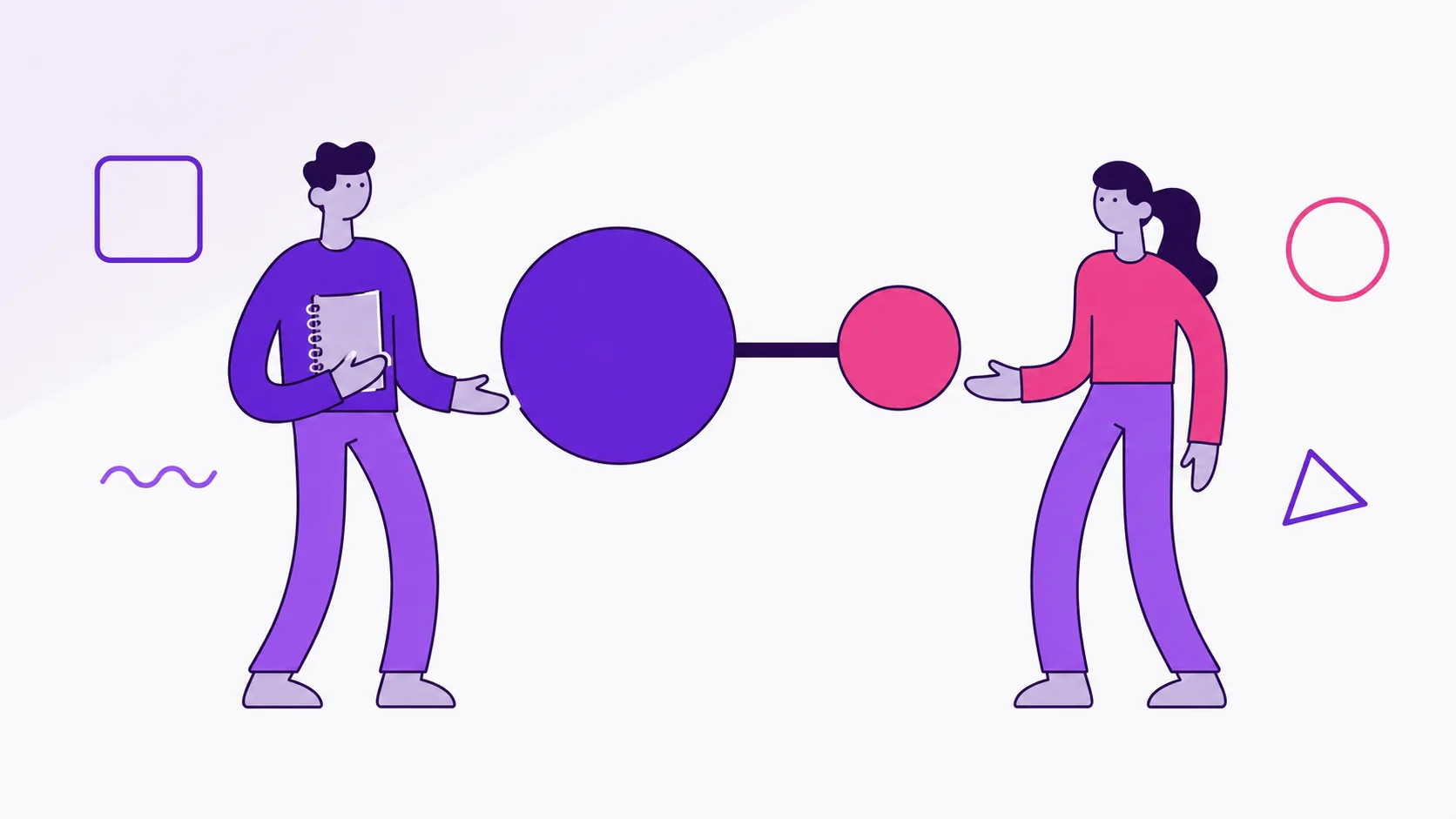 Two partners comparing different income circles and a shared proportional bill split.
